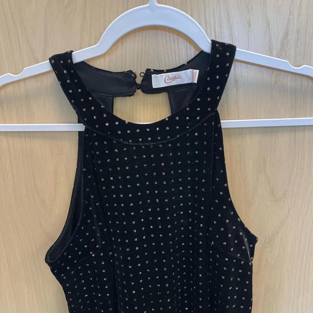 Candie's Black Velvet Dress with Sparkling Details - Picture 2 of 4